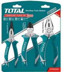 Bộ 3 kìm điện, kìm cắt và kìm mũi nhọn TOTAL THT1K0311, 7inch-6inch-6inch, thép không gỉ