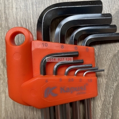 Bộ lục giác bi trắng mờ chữ L KAPUSI K-0191, 9 chi tiết từ 1.5-10mm Hợp kim thép