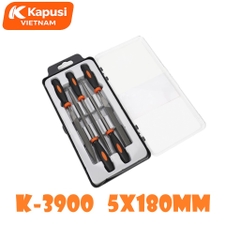 Bộ Dũa Hợp Kim 5 Chi Tiết 5x180mm Kapusi K-3900 Cán Nhựa TPR Cao Cấp Nhiều Hình Dáng Tiện Lợi, BH 12 tháng