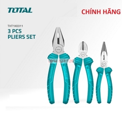 Bộ 3 kìm điện, kìm cắt và kìm mũi nhọn TOTAL THT1K0311, 7inch-6inch-6inch, thép không gỉ