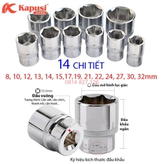 Tuýp khẩu trắng ngắn KAPUSI Nhật Bản 1/2 inch cỡ 8-32mm