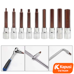 Đầu Tuýp Lục Giác 1/2 Inch Kapusi Dài 55mm - Thép S2 Cao Cấp - Chuẩn Công Nghiệp ANSI/DIN