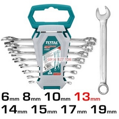 Bộ cờ lê vòng miệng 8 chi tiết TOTAL THT102286-I size 6-19mm, chất liệu Cr-V siêu cứng