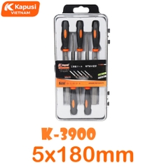 Bộ Dũa Hợp Kim 5 Chi Tiết 5x180mm Kapusi K-3900 Cán Nhựa TPR Cao Cấp Nhiều Hình Dáng Tiện Lợi, BH 12 tháng