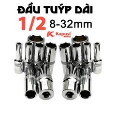 Tuýp khẩu lục giác trắng dài 78mm KAPUSI Nhật Bản hệ 1/2 inch đủ size 8-32mm, thép CR-V