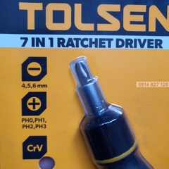 Bộ tô vít lùn tự động đa năng 7 trong 1 Tolsen 20033, 7 đầu dẹp và bake, thép CR-V