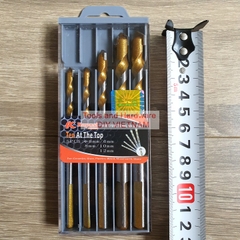 Hộp 5 mũi khoan đa năng K-3608 hãng Kapusi gồm các cỡ hai mũi 6m và mũi 8, 10, 12mm,có tem chống hàng giả