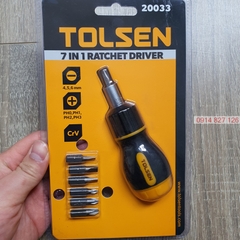 Bộ tô vít lùn tự động đa năng 7 trong 1 Tolsen 20033, 7 đầu dẹp và bake, thép CR-V