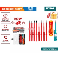 Bộ tua vít đa năng TOTAL THTIS5106 cách điện 1000V, 10 chi tiết, có thể hoán đổi đầu vít