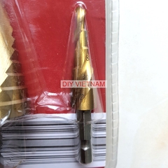 Bộ 3 mũi khoan tháp rãnh xoẵn và rãnh thẳng TITANIUM 4-32mm khoan sắt, tôn (Mũi khoét tháp)