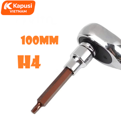 Đầu Tuýp Lục Giác 1/2 Inch Kapusi Dài 100mm (H4-H14) - Thép S2 Siêu Cứng - Chuyên Trị Bu Lông Hốc Sâu - Không Tòe Đầu