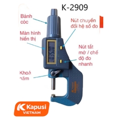 Thước Kẹp Cơ PANME Kapusi K-2908 và K-2909 ĐỘ CHIA 0.001MM, chất liệu thép cứng, trang bị màn hình LCD, Bh 12 tháng