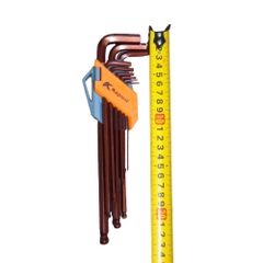 Bộ Lục Giác Thép Nâu Đầu Bi Hãng Kapusi K-7408 9 Cây Chữ L 1.5-10mm, Chất liệu thép CR-V6150