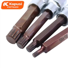Đầu Tuýp Bông Mai 12 Cạnh Dài 100mm Kapusi 1/2 inch – M5 đến M16 – CRV S2, Lẻ Từng Cỡ, Bh 12 tháng