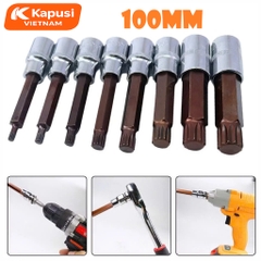 Đầu Tuýp Bông Mai 12 Cạnh Dài 100mm Kapusi 1/2 inch – M5 đến M16 – CRV S2, Lẻ Từng Cỡ, Bh 12 tháng
