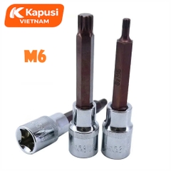 Đầu Tuýp Bông Mai 12 Cạnh Dài 100mm Kapusi 1/2 inch – M5 đến M16 – CRV S2, Lẻ Từng Cỡ, Bh 12 tháng