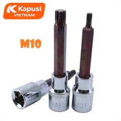 Đầu Tuýp Bông Mai 12 Cạnh Dài 100mm Kapusi 1/2 inch – M5 đến M16 – CRV S2, Lẻ Từng Cỡ, Bh 12 tháng