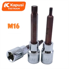 Đầu Tuýp Bông Mai 12 Cạnh Dài 100mm Kapusi 1/2 inch – M5 đến M16 – CRV S2, Lẻ Từng Cỡ, Bh 12 tháng