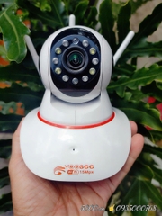 Camera Wifi YS-00 trong nhà, cổng sạc Micro-USB 5V, Có màu ban đêm, Xoay 360 độ , Đàm thoại, Báo động siêu to, kết nối WIFI - Không có cổng LAN ( Thường gọi Ba Râu | 3 Râu | Logo 15MP)