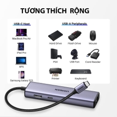 Bộ chuyển đổi USB-C sang HDM 4K@30Hz , PD 100W Ugreen 15598 USB A+HDMI+RJ45+PD Converter 4K@30Hz with PD