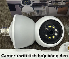 Camera Wifi YS-01 tích hợp BÓNG ĐÈN, cổng sạc CHUI ĐÈN E27, Có màu ban đêm, Xoay 360 độ , Đàm thoại, Báo động siêu to