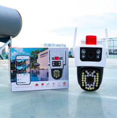 YOOSEE Q40A-18MP Camera Wi-Fi 2 mắt, có Báo động đỏ, hộp đỏ, PTZ ngoài trời, Xoay 360, đàm thoại, có màu, 2 Anten Wifi 6 - 2.4Ghz, thùng 30c