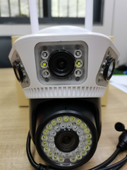 Camera Wi-Fi 4 mắt 3 khung hình YOOSEE Q54D-12MP (Mắt giả ở giữa có 6 LED TRÒN, 3 khung hình giám sát 3 khu vực cùng lúc, đàm thoại, có màu, 2 anten, thùng 12 hộp)