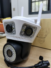 Camera Wi-Fi 4 mắt 3 khung hình YOOSEE Q54D-12MP (Mắt giả ở giữa có 6 LED TRÒN, 3 khung hình giám sát 3 khu vực cùng lúc, đàm thoại, có màu, 2 anten, thùng 12 hộp)