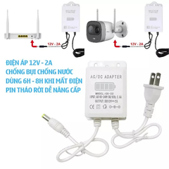 Bộ Lưu Điện UPS 12V 3600mAH dạng móc treo, kháng nước dành cho Camera ngoài trời (Lưu điện 3h - 8h tùy chế độ ghi hình | Bảo hành 6 Tháng)