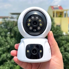 (Mới) Camera Wifi Yoosee QS416 với 2 Mắt Trong Nhà Góc Rộng, Xoay 360 Độ Có Màu Ban Đêm - Hỗ Trợ Đàm Thoại 2 Chiều - Mắt cố định vẫn có LED trợ sáng (Cải tiến từ QS415 cũ không có)