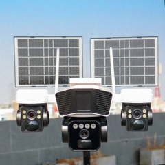 Camera sim 4G OK.AM-PRO T11 với 2 tấm pin năng lượng mặt trời, với 3 mắt độc lập (Sim 4G, sẵn pin NLMT, chân đế linh hoạt, xoay 360 độ , đàm thoại, có màu, thùng 12 hộp)