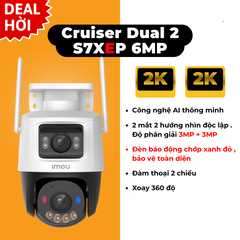 2 Mắt Camera 6MP IMOU S7XeP Pro 3MP + 3MP, LED xanh đỏ (Camera Wi-Fi Cruiser Dual 2 | Outdoor | FullColor | Có đèn báo động xanh đỏ giống Công An)