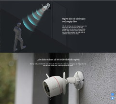 EZVIZ H3C Color 3MP / H3C Color 5MP - Camera Wi-Fi cố định ngoài trời, 30fps, IP67, Nhận thẻ 512GB, nhìn xa 30 mét, Có thể thêm vào NVR  (Thay thế C3TN Out Pro xưa)