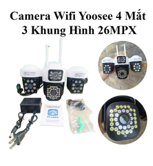 YOOSEE Máy Bay F35 - Camera Wi-Fi 4 mắt 3 khung hình | Tông màu TRẮNG ĐEN | Tích hợp đèn báo động đỏ, chống trộm | Vỏ hộp xanh lá | Bảo hành 12 tháng | Thùng 12c