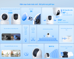 (3) EZVIZ C6N G1 Series  2K | 3K | 4K (Nổi bật với góc nhìn rộng và chống ngược sáng tốt hơn | Ban đêm có Màu | Đàm thoại | Xoay 360 | Thùng 30c)