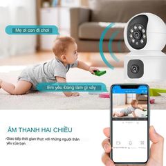 (Mới) Camera Wifi Yoosee QS415 với 2 Mắt Trong Nhà Góc Rộng, Xoay 360 Độ Có Màu Ban Đêm - Hỗ Trợ Đàm Thoại 2 Chiều - Logo 16MP