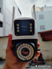 YOOSEE Q42D-16MP Camera WI-FI 2 mắt 42 Led, hộp carton,  PTZ ngoài trời, Xoay 360, đàm thoại, có màu, 2 Anten Wifi 6 - 2.4Ghz, thùng 30c