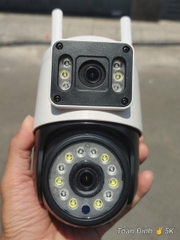 YOOSEE Q18D-16MP "Tròn" Camera WI-FI 2 mắt với 12 Led xoay + 6 Led Cố định, hộp carton 2 lớp, PTZ ngoài trời, Xoay 360, đàm thoại, có màu, 2 Anten Wifi 6 - 2.4Ghz, thùng 30c