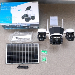4G Net Solar PTZ Camera O-KAM PRO TL3 với 3 mắt xoay độc lập (Sim 4G, Tấm pin NLMT 12.000mAh, chân đế dài, xoay 360 độ , đàm thoại, có màu, thùng 12 hộp)