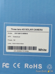 4G Net Solar PTZ Camera ESEECLOUD EXF-QS12-B6M4G, với 3 khung xoay độc lập (Sim 4G, Pin lên tới 72h, Tấm NLMT, chân đế dài, xoay 360 độ , đàm thoại, có màu, thùng 12 hộp)