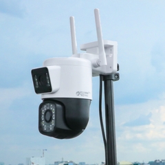 YOOSEE Q16D-16MP Camera Wi-Fi 2 mắt với 16 Led, PTZ ngoài trời, Xoay 360, đàm thoại, có màu, 2 Anten Wifi 6 - 2.4Ghz, thùng 30c