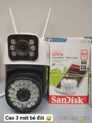 YOOSEE MARCI 16MP - Camera siêu nhỏ Wi-Fi 2 mắt với 34 Led trợ sáng, ngoài trời, Xoay 360, đàm thoại, có màu, 2 Anten Wifi 6 - 2.4Ghz, thùng 30c