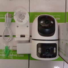 YOOSEE Q86 Green - Yoosee S2xep 3MP Dual Lens, cổng TypeC, Đế xoay 360 độ , đàm thoại, có màu, 2 mắt 2 khung độc lập, thùng 30c