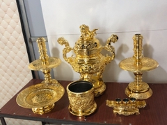 Bộ Lư Đồng Tam Sự Mạ Vàng