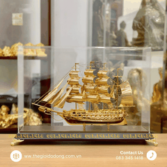 Hộp Thuyền Buồm Phong Thủy Dát Vàng 24k
