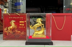 Tượng Ngựa Vàng 18K Đứng Túi Tiền chữ Lộc – Quà Tặng Tết Cao Cấp Chiêu Tài Vượng Lộc