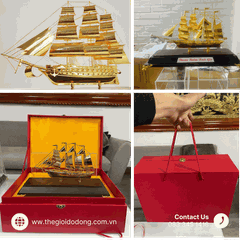 Hộp Thuyền Buồm Phong Thủy Dát Vàng 24k