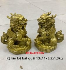 Tượng Kỳ Lân Bát Quái bằng đồng