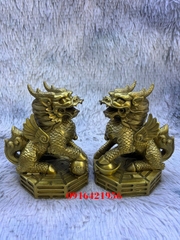 Tượng Kỳ Lân Bát Quái bằng đồng