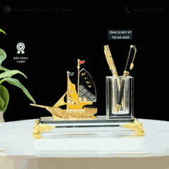 Quà Tặng Khách Hàng, Đối Tác – Ống Đựng Bút Để Bàn Thuận Buồm Xuôi Gió Sang Trọng Ý Nghĩa